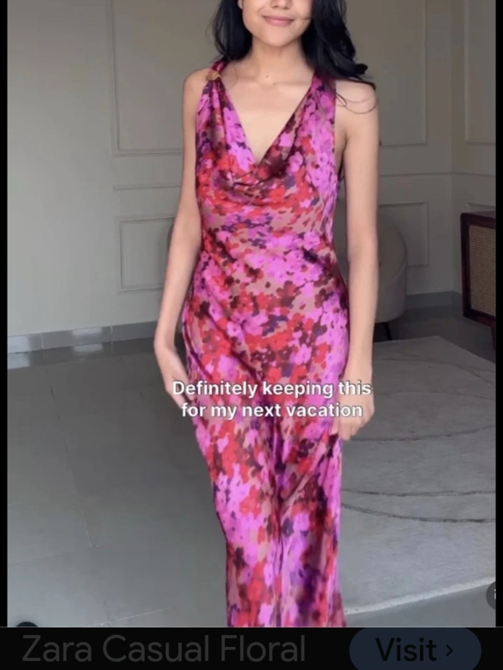 Zara Hot Pink Floral Backless Maxi Dress - Picture 2 of 6